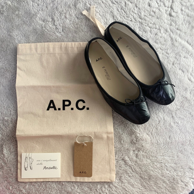 靴/シューズ新品 付属品 A.P.C × PORSELLI 37 裏張り済 バレエシューズ