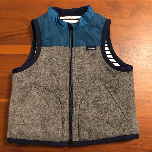 美品 ファミリア familiar リバーシブル ベスト 80 aJv14Jy2hw
