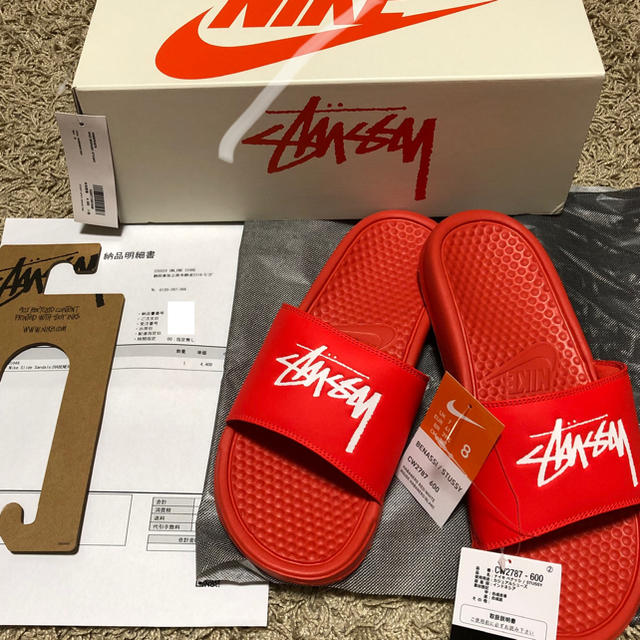 【新品26.0】STUSSY / NIKE ベナッシ サンダル 赤