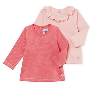 プチバトー(PETIT BATEAU)の新品未使用 プチバトー 長袖カットソー 2枚組 36m(Tシャツ/カットソー)