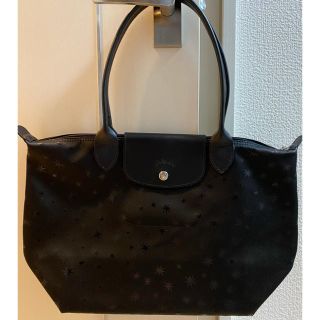 ロンシャン(LONGCHAMP)の♡新品未使用♡Longchamp肩がけトートS 限定星柄ブラック(トートバッグ)