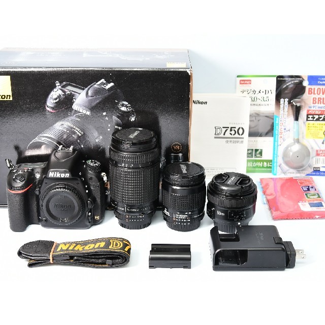 新品級 Nikon D750  標準&望遠&単焦点トリプルレンズセット