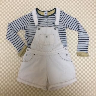 プチバトー(PETIT BATEAU)のプチバトー オーバーオールとカットソー(パンツ/スパッツ)