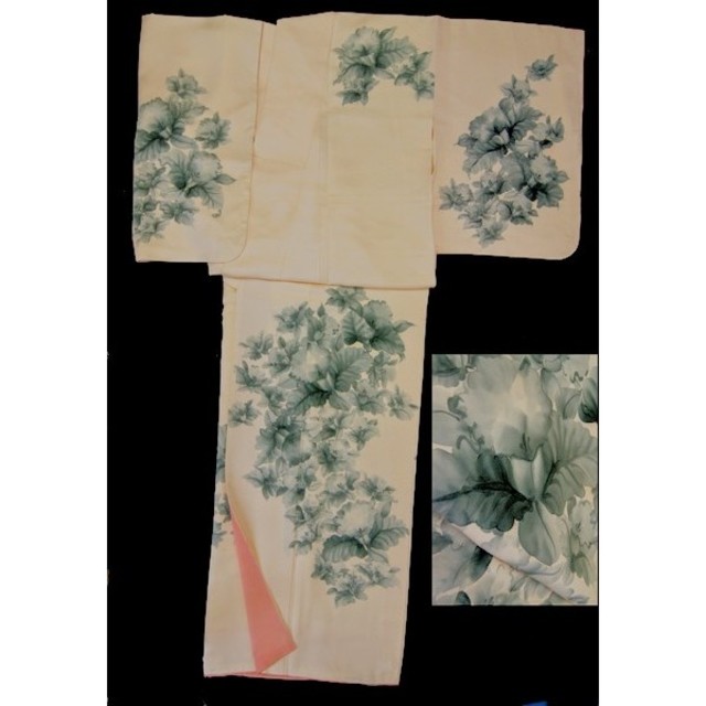 ⭕秋のセール⭕高級●墨絵手描き付け下げ⭐洋花カトレア⭐誂え仕つけ糸付き