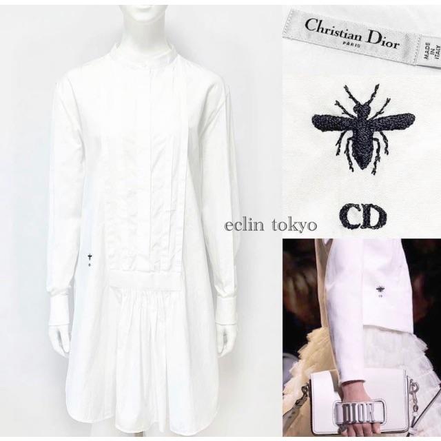 35%OFF】 Christian Dior - ディオール《BEE刺繍》ノーカラー シャツ