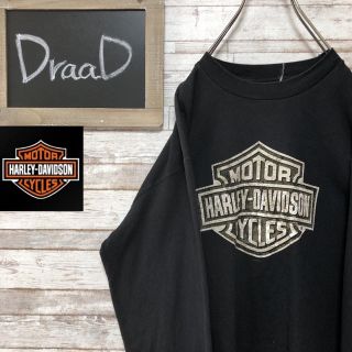 ハーレーダビッドソン(Harley Davidson)の【古着】ハーレーダビッドソン ビッグロゴ ロンT ブラック L(Tシャツ/カットソー(七分/長袖))