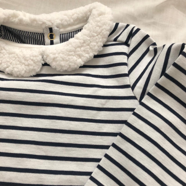 PETIT BATEAU(プチバトー)のこはる様専用☆5ans プチバトー  ボア付きマリニエールプルオーバー キッズ/ベビー/マタニティのキッズ服女の子用(90cm~)(Tシャツ/カットソー)の商品写真