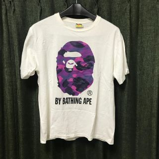 アベイシングエイプ(A BATHING APE)のモンキーtk さん専用　BATHING APE ロゴシャツ　パープル　L(Tシャツ/カットソー(半袖/袖なし))