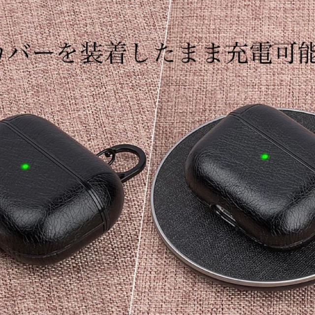 Apple(アップル)のAir Pods Pro エア ポッツプロイヤホン 革ケース ブラック スマホ/家電/カメラのオーディオ機器(ヘッドフォン/イヤフォン)の商品写真