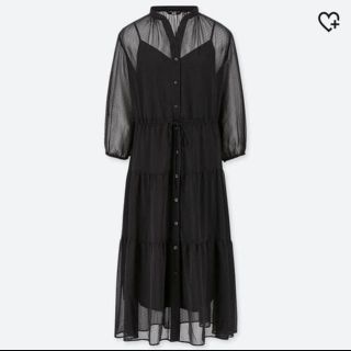 ユニクロ(UNIQLO)のユニクロ　ドット　シフォン　ギャザー　ワンピース(ロングワンピース/マキシワンピース)