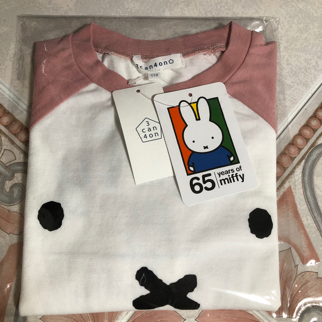 3can4on(サンカンシオン)の新品☆ サンカンシオン（キッズ）ミッフィー フェイス ラグランTシャツ（１１０） キッズ/ベビー/マタニティのキッズ服女の子用(90cm~)(Tシャツ/カットソー)の商品写真