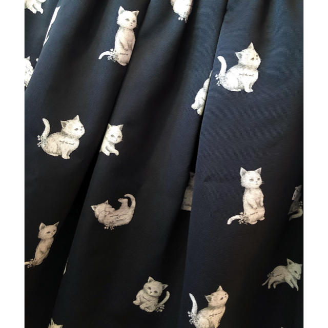 franche lippee(フランシュリッペ)のフランシュリッペ♡シルエット ネコちゃん 膝丈スカート♡猫　ねこ レディースのワンピース(ひざ丈ワンピース)の商品写真