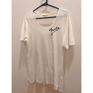 ラッドミュージシャン(LAD MUSICIAN)のLAD MUSICIAN フェンダーコラボ Tシャツ 半袖　白　サイズ44(Tシャツ/カットソー(半袖/袖なし))