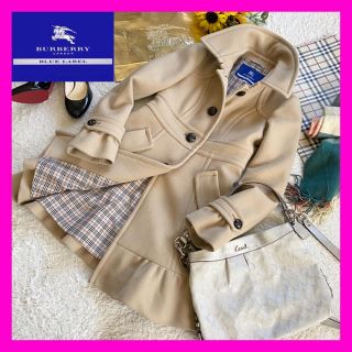 バーバリーブルーレーベル(BURBERRY BLUE LABEL)の★ノバチェック【美品】バーバリーブルーレーベル ★アンゴラ混ウール コート(ロングコート)