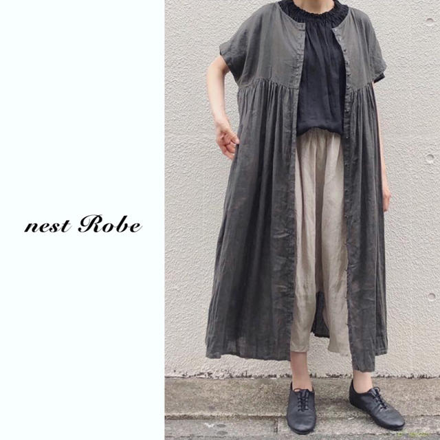 nest Robe(ネストローブ)のnest robe（ネストローブ）| リネンフレンチスリーブ2wayドレス レディースのワンピース(ロングワンピース/マキシワンピース)の商品写真