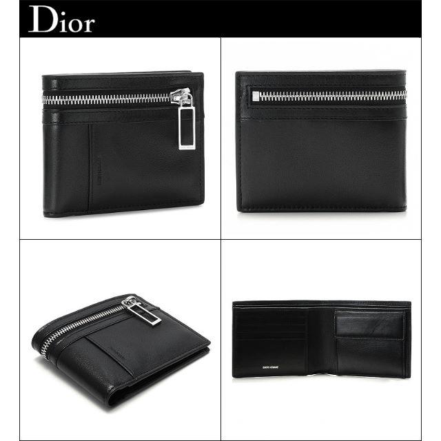 折り財布新品専用箱等Dior Hommeラムレザー本革zip加工イタリア製財布小銭入付