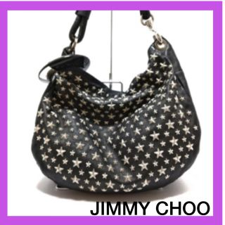 ジミーチュウ(JIMMY CHOO)のJIMMY CHOO（ジミーチュウ）レザー ショルダー スカイバッグブラック 黒(ショルダーバッグ)