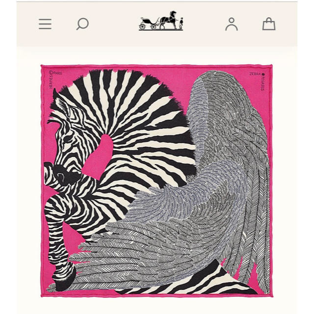 Hermes(エルメス)のエルメス 国内購入　ナノカレ プチスカーフ ゼブラ ペガサス 新作　ピンク レディースのファッション小物(バンダナ/スカーフ)の商品写真