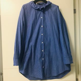 ザラ(ZARA)のZARA 襟フリル　ストライプシャツ(シャツ/ブラウス(長袖/七分))