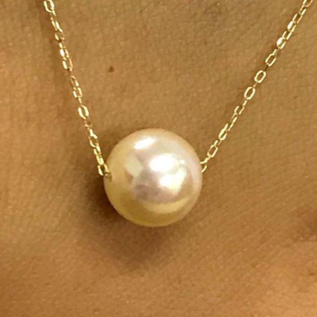 ネックレス 美品 大粒 14mm アコヤ 真珠 パール K18 ネックレス 40cm 箱