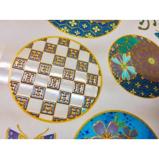 陶画舎謹製　花丸デコ盛り市松H柄小紋　と　蒼い花うさぎ小紋柄転写紙 2枚組(陶芸)