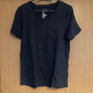 ムジルシリョウヒン(MUJI (無印良品))の無印良品　VネックTシャツ ブラック　L(Tシャツ/カットソー(半袖/袖なし))