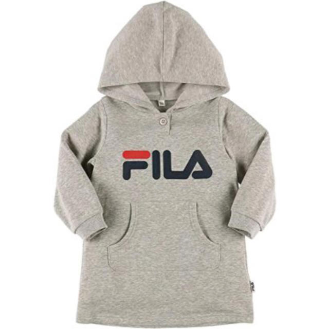 FILA(フィラ)のよっしー様 FILA(フィラ)パーカー長袖ワンピース90cm グレー フード付き キッズ/ベビー/マタニティのキッズ服女の子用(90cm~)(ワンピース)の商品写真