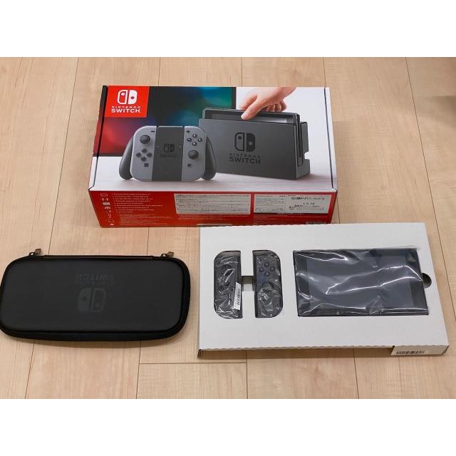 Nintendo Switch グレー+純正ポーチ+液晶シール