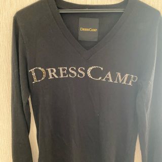 ドレスキャンプ(DRESSCAMP)のDRESSCAMP  スワロフスキーロゴ　Vネックロングニット(Tシャツ/カットソー(七分/長袖))