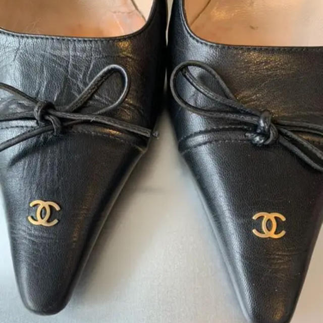 CHANEL シャネル　リボンミュール　36 黒