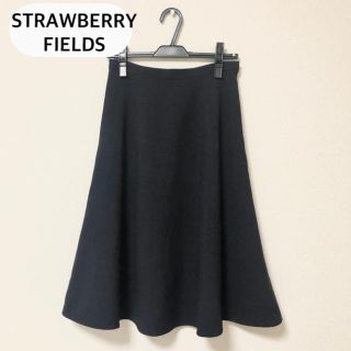 ストロベリーフィールズ(STRAWBERRY-FIELDS)の【美品】サーキュラースカート　ストロベリーフィールズ　ネイビー(ロングスカート)