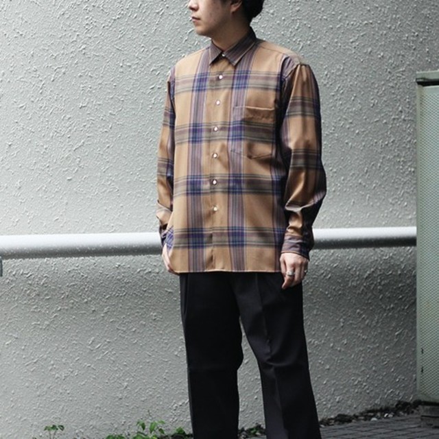 AURALEE SUPER LIGHT WOOL CHECK SHIRTS