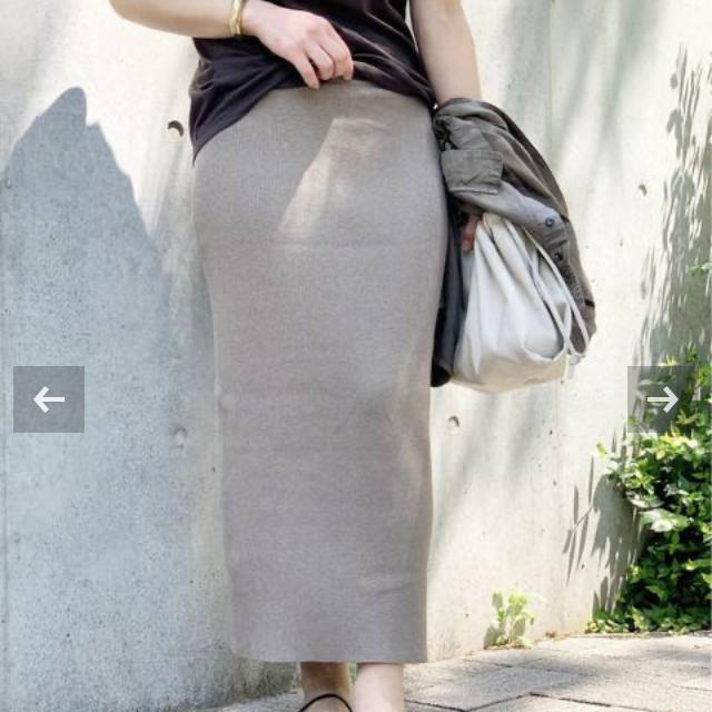 L'Appartement DEUXIEME CLASSE(アパルトモンドゥーズィエムクラス)のAP STUDIO リブスカート　カーキ　36 レディースのスカート(ロングスカート)の商品写真