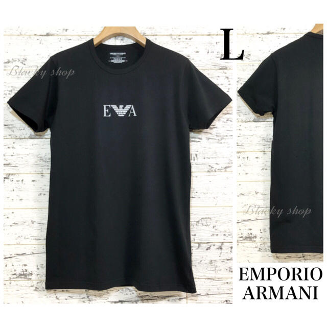 Emporio Armani(エンポリオアルマーニ)の【未使用】エンポリオアルマーニ  Tシャツ  L クルーネック 黒 ブラック メンズのトップス(Tシャツ/カットソー(半袖/袖なし))の商品写真