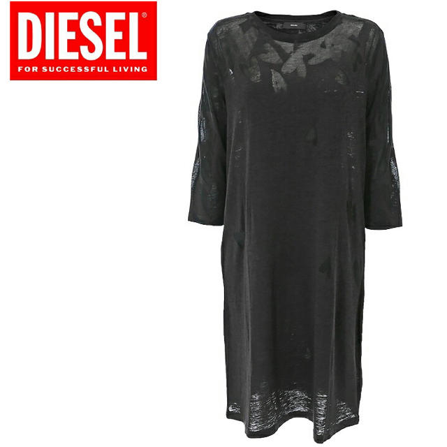 DIESEL(ディーゼル)の DIESEL七分袖 カットソーワンピース　¥18480→¥3980 レディースのワンピース(ひざ丈ワンピース)の商品写真