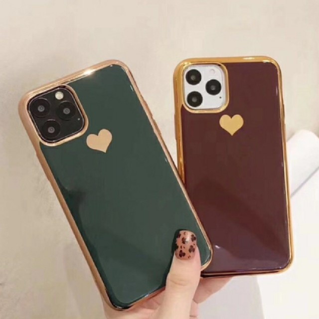 メタリック ハート iPhoneケース (iPhone11Pro レッド) スマホ/家電/カメラのスマホアクセサリー(iPhoneケース)の商品写真