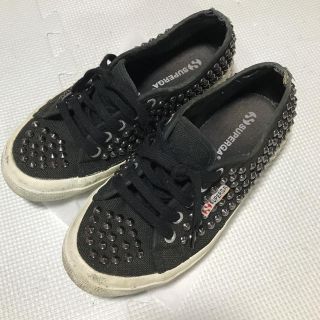 スペルガ(SUPERGA)のSUPERGAスペルガ◆ビットスニーカー37黒キャンバス(スニーカー)