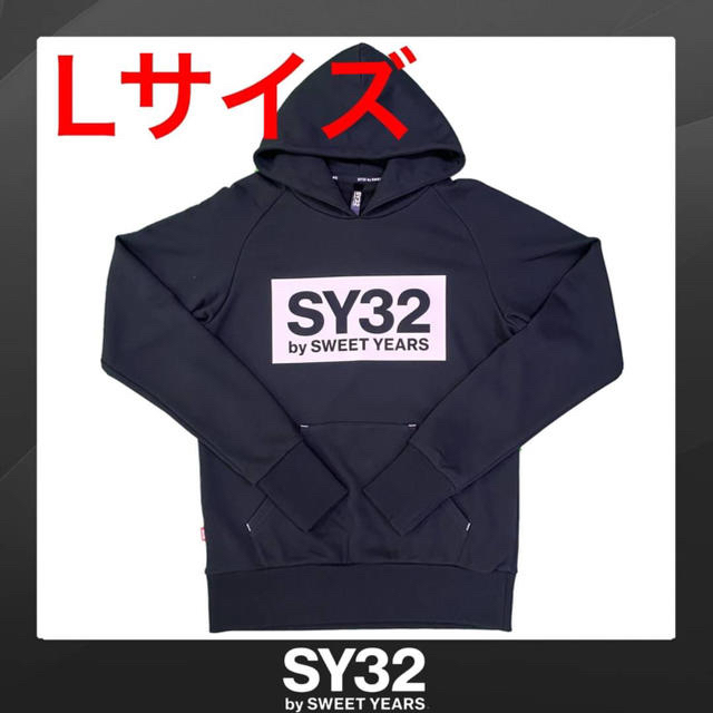 宅配 【 SY32 黒×白　L フルパーカー ボックスロゴ 】正規代理店 パーカー