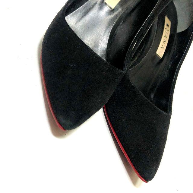 DIANA(ダイアナ)のDIANA ダイアナ 22.5cm レッドソール ポインテッドトゥパンプス 黒 レディースの靴/シューズ(ハイヒール/パンプス)の商品写真
