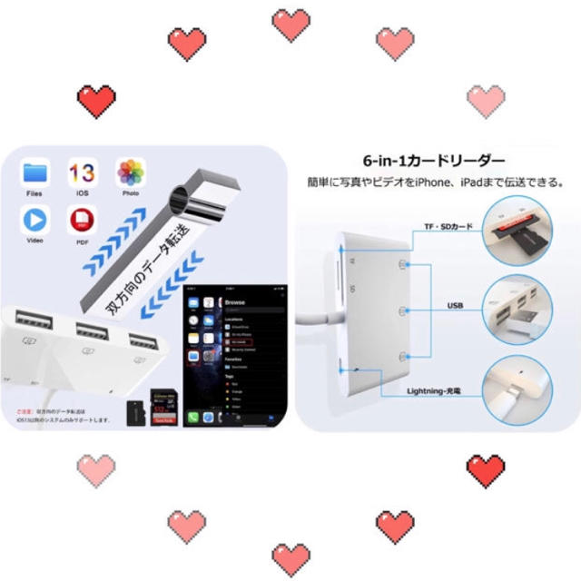 iPhoneUSB 変換SD カード リーダー マイクロ リーダー USBメモリ スマホ/家電/カメラのPC/タブレット(PC周辺機器)の商品写真