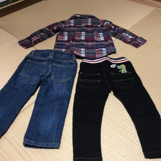 ベビーギャップ(babyGAP)の90サイズ　パンツ　チェックシャツ3枚セット(パンツ/スパッツ)