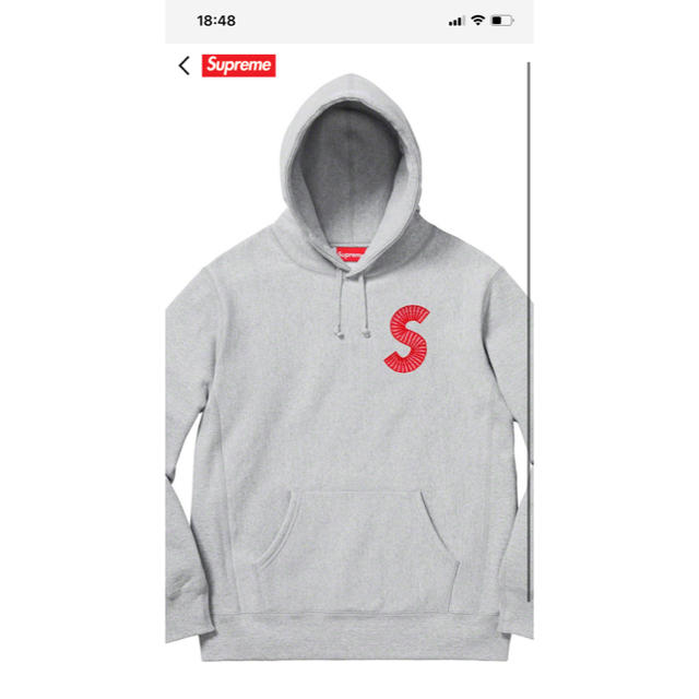 Supreme Hooded パーカー　Sロゴ　グレー　Sサイズ