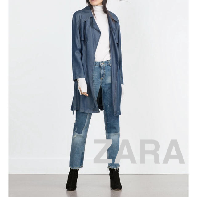 ZARA(ザラ)のzara デニムトレンチコート M レディースのジャケット/アウター(トレンチコート)の商品写真