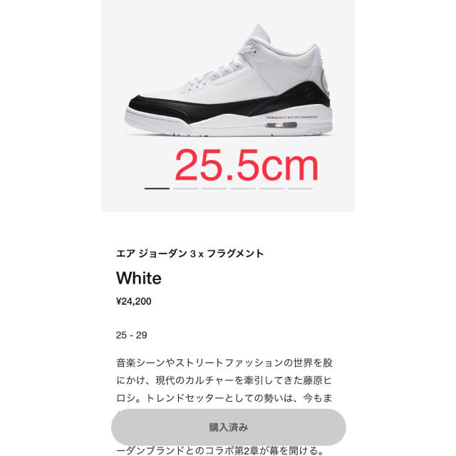 メンズジョーダン3 フラグメント jordan3 ナイキ nike  fragment