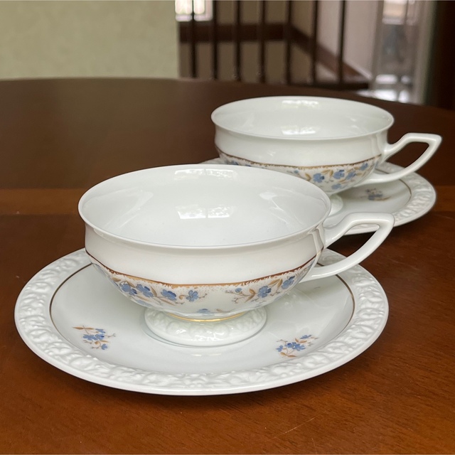 Rosenthal(ローゼンタール)の【レア美品】ローゼンタール★マリア★勿忘草C/S ペア インテリア/住まい/日用品のキッチン/食器(食器)の商品写真