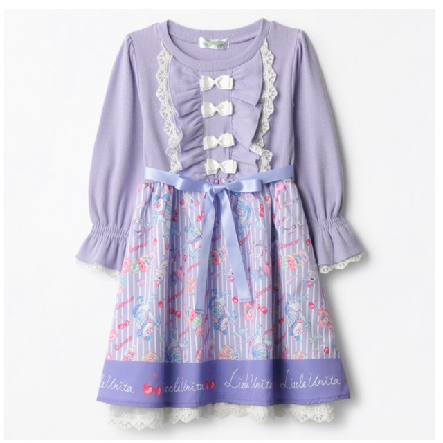 しまむら(シマムラ)の新品　エコネコ  ワンピース　130 紫 キッズ/ベビー/マタニティのキッズ服女の子用(90cm~)(ワンピース)の商品写真