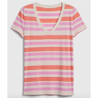 ギャップ(GAP)のGAP 女性用 ストライプVネックTシャツ XS(Tシャツ(半袖/袖なし))