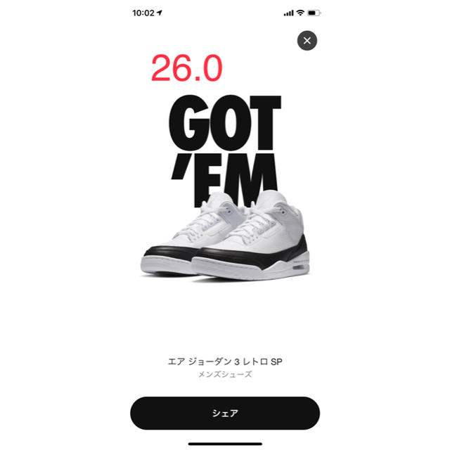 Nike×Fragment Air Jordan3 26靴/シューズ