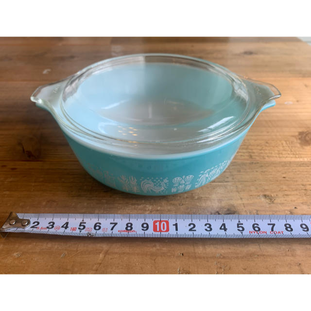 Pyrex(パイレックス)の【PYREX】オールドパイレックス アーミッシュ ブルーターコイズSキャセロール インテリア/住まい/日用品のキッチン/食器(食器)の商品写真