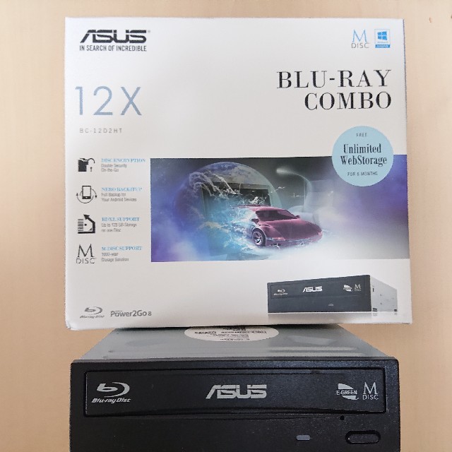 ASUS(エイスース)のASUS ブルーレイドライブ BC-12D2HT スマホ/家電/カメラのPC/タブレット(PC周辺機器)の商品写真